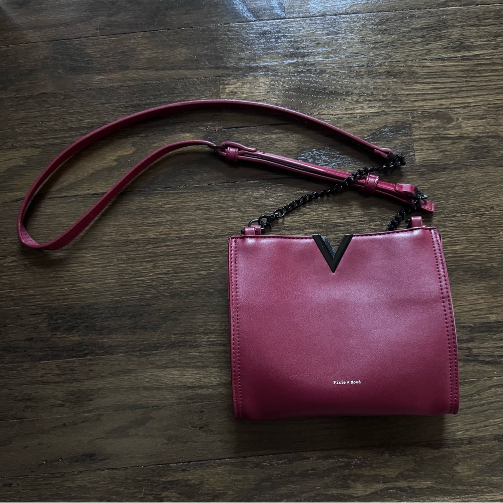Pixie Mood Crossbody Bag with Chain Strap Dark Red